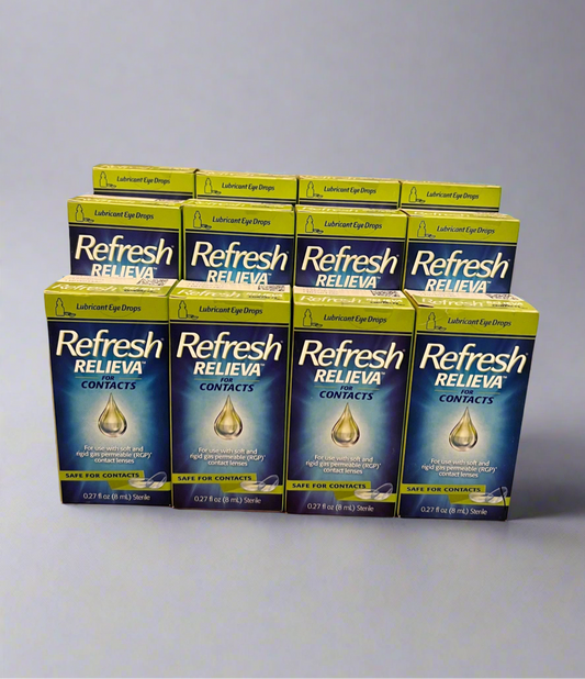 Lot of 12: Refresh Relieva Lubricant Eye Drops for Contacts