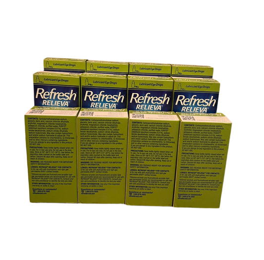 Lot of 12: Refresh Relieva Lubricant Eye Drops for Contacts